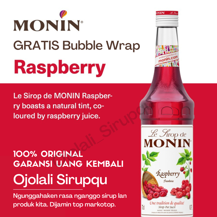 

MONIN Raspberry Syrup 70CL 700 mL / Sirup / Cafe / Kedai / Kopi / Shop