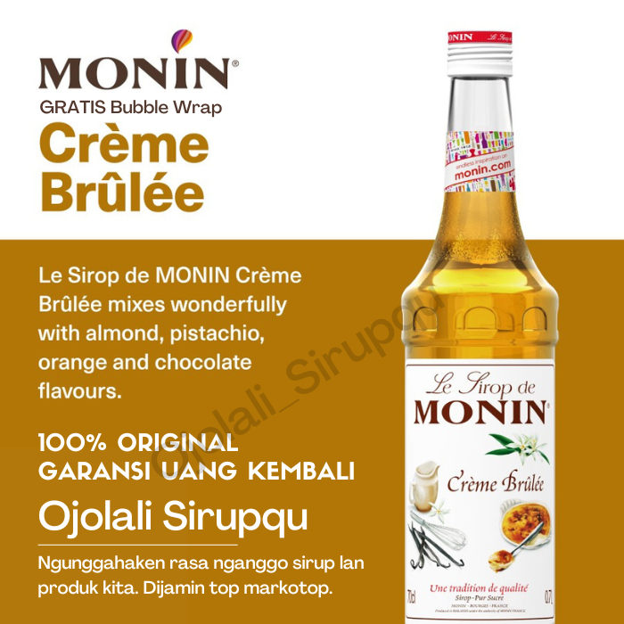 

MONIN Creme Brulle Syrup 70 CL 700 mL / Sirup / Cafe / Kedai / Kopi