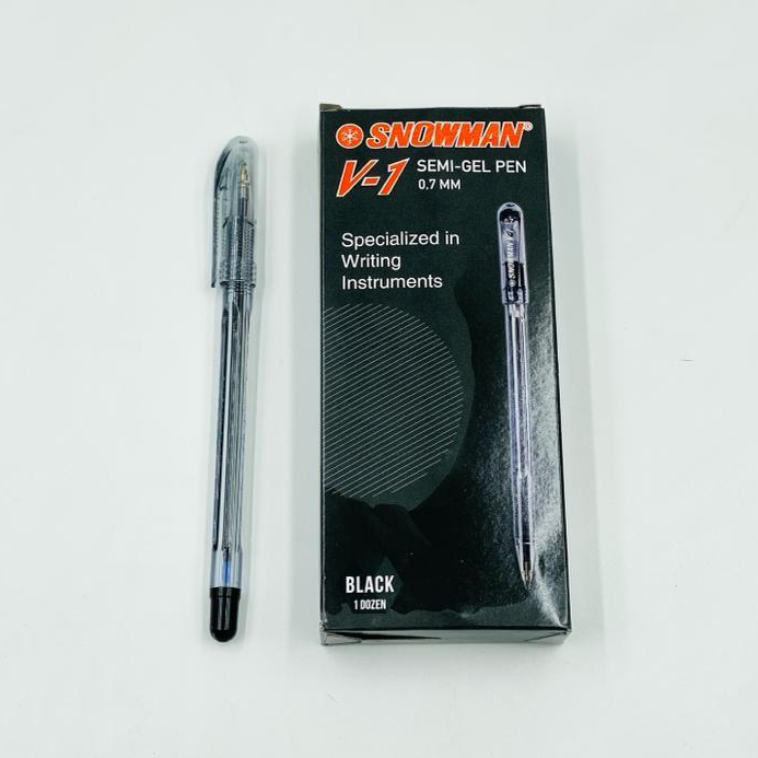 

( StaLand / DAPAT 1 BUAH ) BOLPEN SNOWMAN V-1 FINE HITAM / Bolpoin Pulpen Snowman V1 V-1 0.7mm