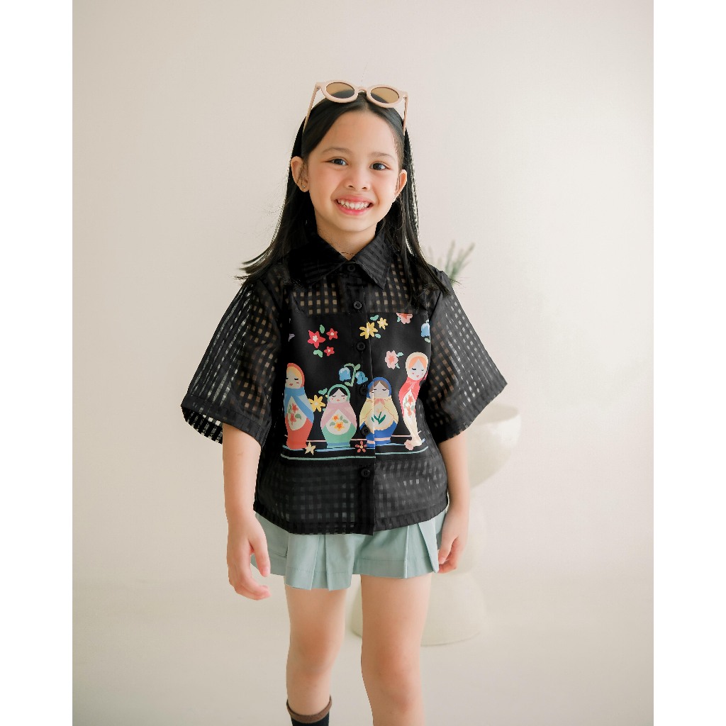 SCOTY SHIRT | Hunny Bunny | Atasan organdi anak | blouse organza | Outer transparan anak bermotif