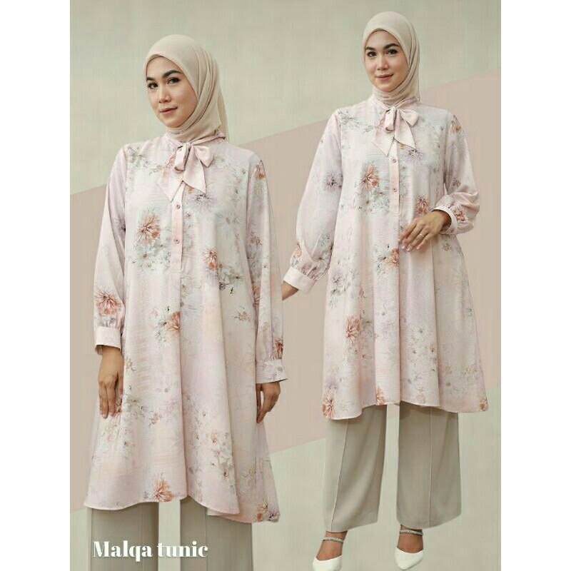 Malqa Tunic ori by disiko exclusive long tunik wanita muslimah bahan soft poli katun yoryu lembut ad