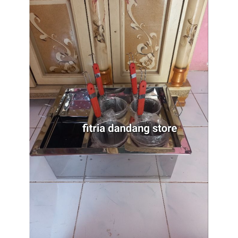 dandang mie kocok lubang 4 kuah pisah / tong mie ayam kotak  termurah