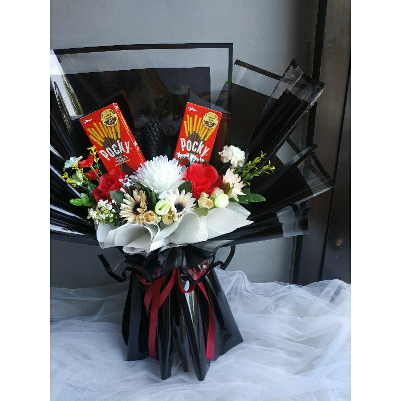 

bouquet Snack Pocky buket bunga artificial mix