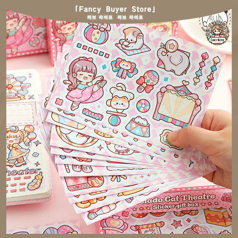 

Stiker teater kecil kucing / stiker buku pegangan die-cut / buku pegangan anak perempuan