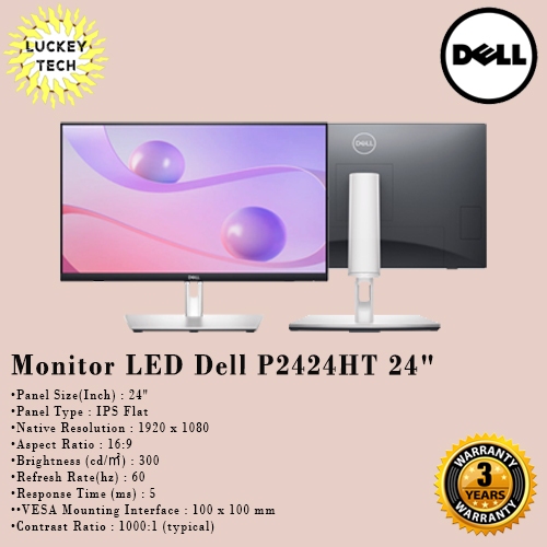 Dell P2424HT Monitor 23.8" IPS Touchscreen USB-C Hub 1920x1080 60Hz