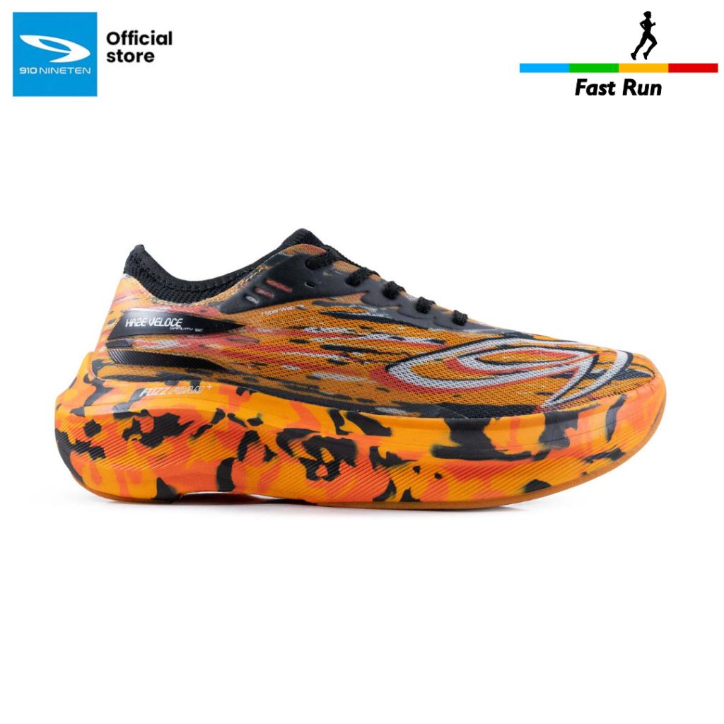 910 Nineten Haze Veloce Gravity Sepatu Lari - Hitam/Orange/Jingga
