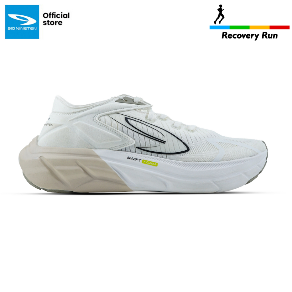 910 Nineten Hiroshi Sepatu Lari - Putih/Abu/Hitam