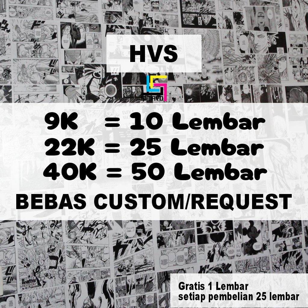 Poster Anime Manga Wall HVS Komik Custom Request