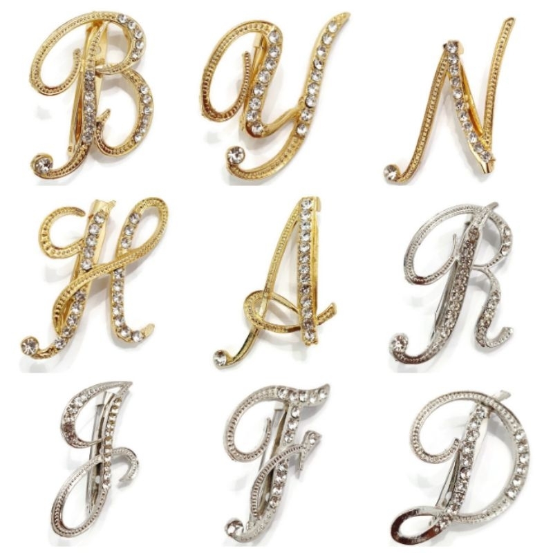 Bros Huruf Alfabet Inisial/Bros Nama/Bros Abjad Custom Murah