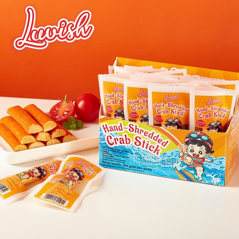 

Luvish Hand Shredded Crab Stick Barbecue / Spicy Flavor Stik Kepiting (isi 20 pcs)