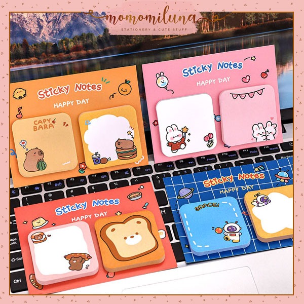 

1 set isi 60 lembar sticky notes happy day lucu cute mini memo HB1769