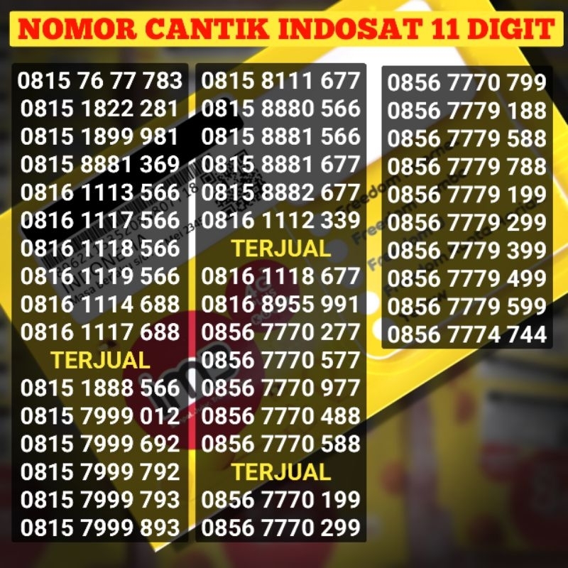 NOMOR CANTIK INDOSAT 11 DIGIT