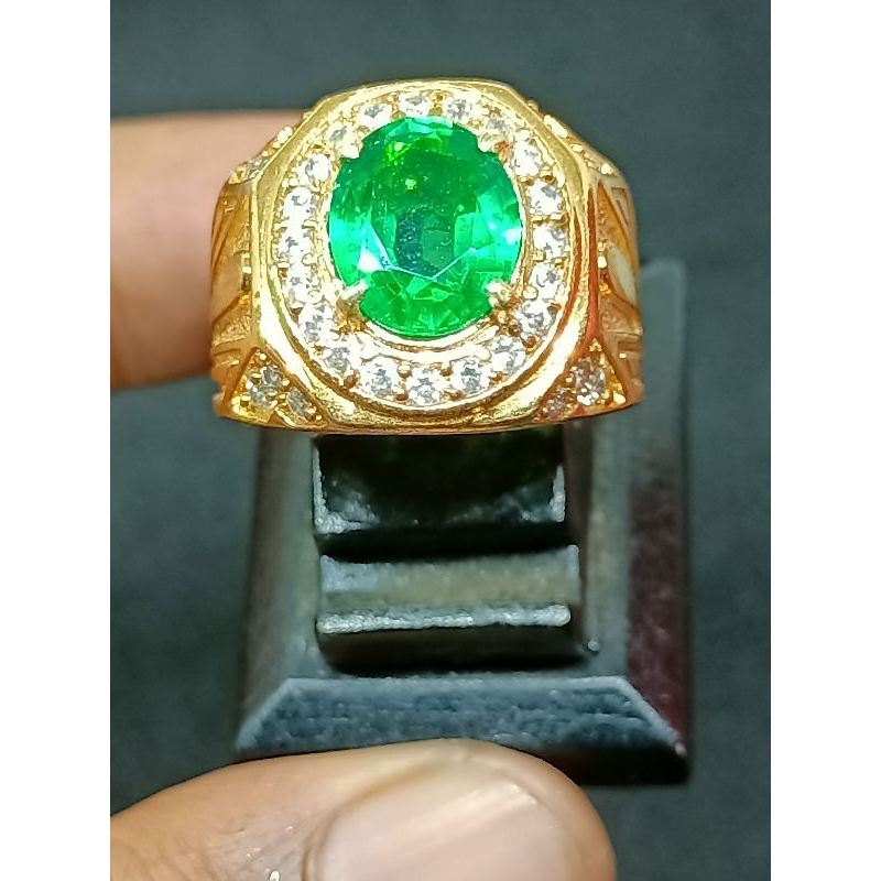 Cincin Batu Permata Emerald Beryl Zambrud Zambia Cutting