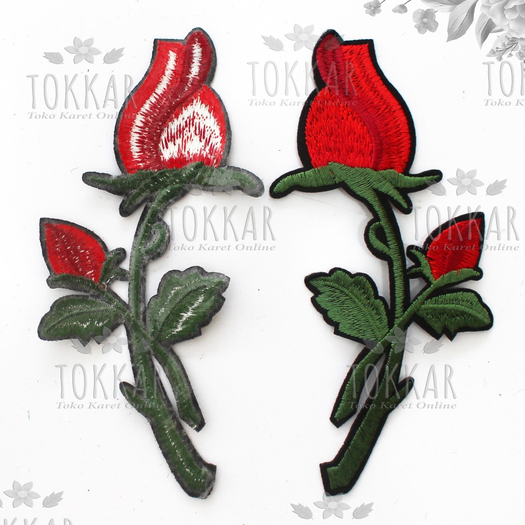 (Per Pcs) AP714 Iron Patch Bunga Mawar Cantik / Patch Bordir Setrika Bunga Mawar / Bordir Tempel Set