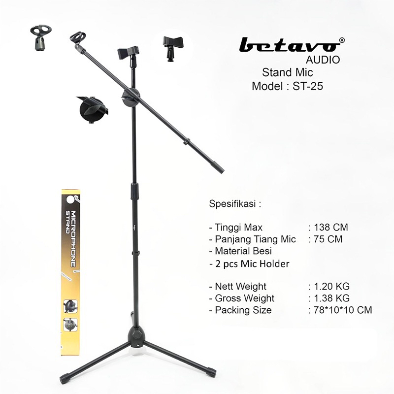 Stand Mic Panjang Berdiri Lantai BETAVO ST-25 Dudukan Mic