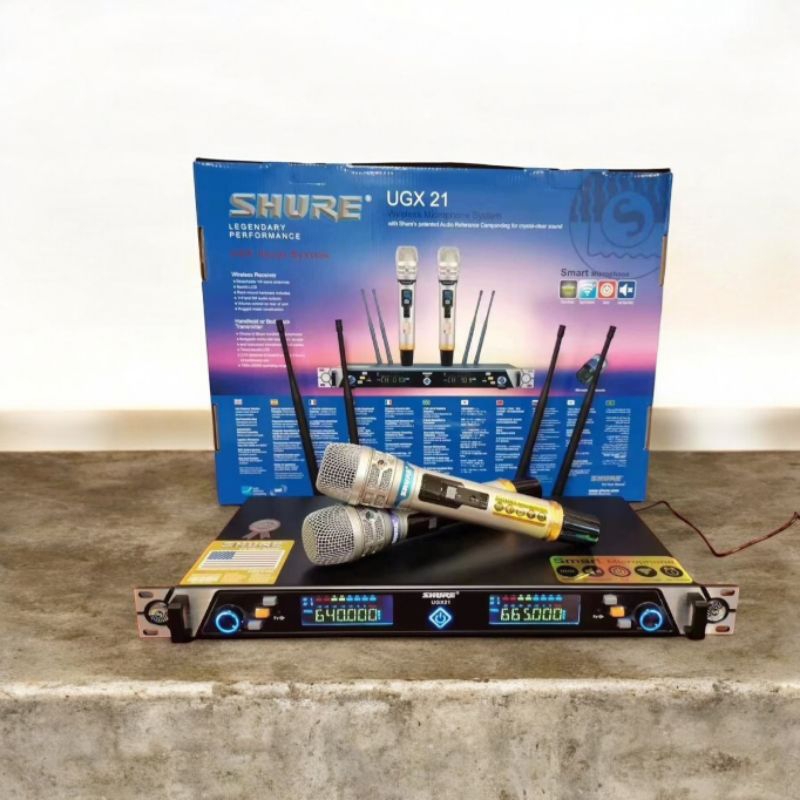 Mic Wireless Dual Mik SHURE UGX21 Mikropon Werles UGX 21 Mikrofon Wirles UGX-21