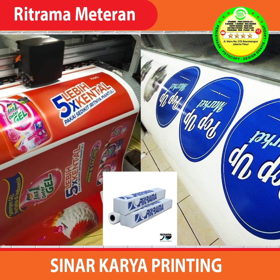 

CETAK STICKER RITRAMA Meteran Plus Laminasi Glosy / Doff