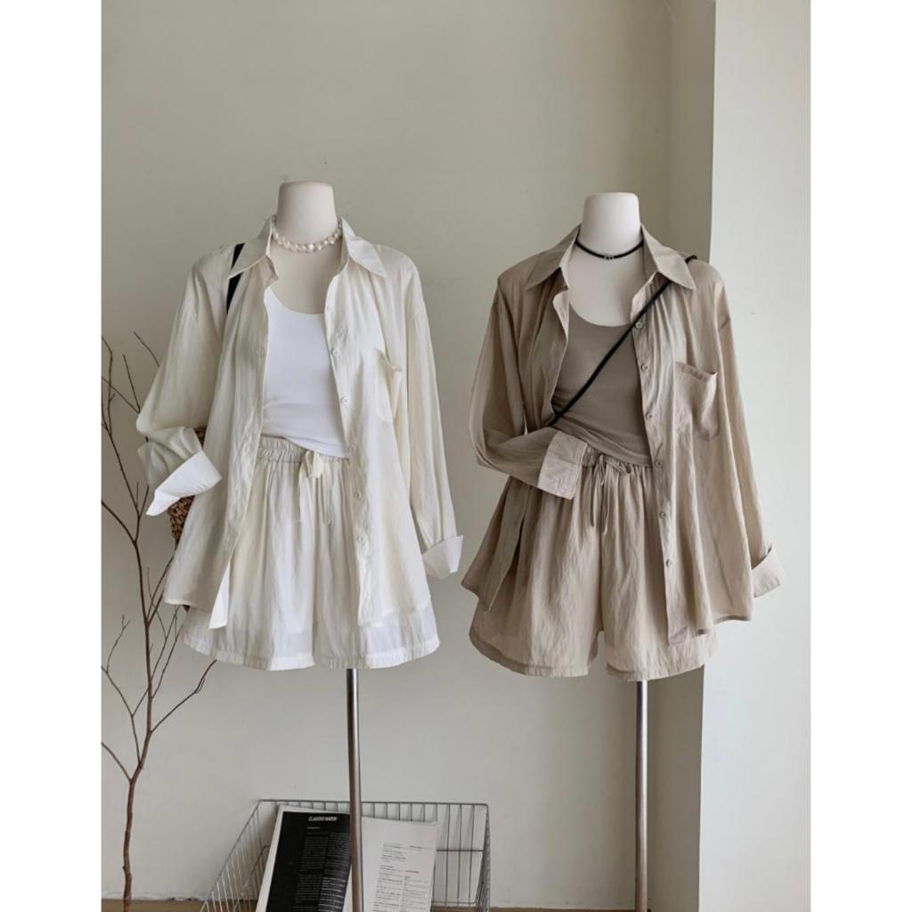 KIYOMI ONE SET // SETELAN PANTAI TERBARU //SETELAN KEMEJA PANJANG// ONE SET LINEN // SETELAN SEXY