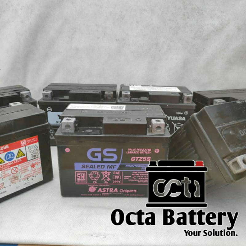 Aki Kering Second Merk GS Astra GTZ5S, GTZ4V & Yuasa YTZ5S, YTZ4V Untuk Motor Beat, Supra 125, Vixio