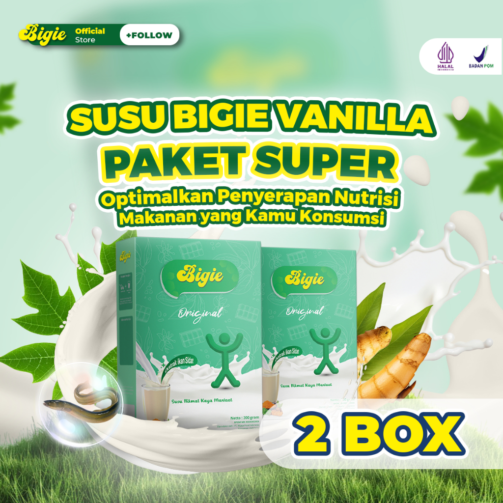 

2 BOX Susu BIGIE VANILA Susu Penggemuk Badan Vitamin Penggemuk Badan Suplemen Penambah Nafsu Makan Original