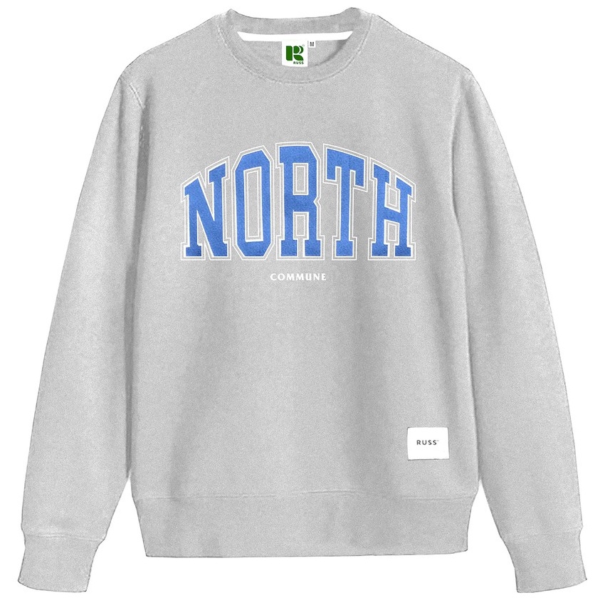 Top Russ Sweater Crewneck Pria North Misty  Up To Size