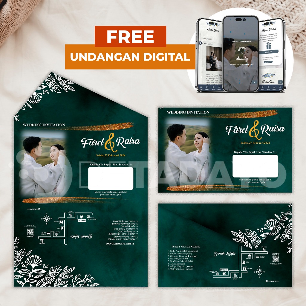 Undangan Pernikahan Aesthetic Amplop- Undangan Nikah Simple - Undangan Kekinian