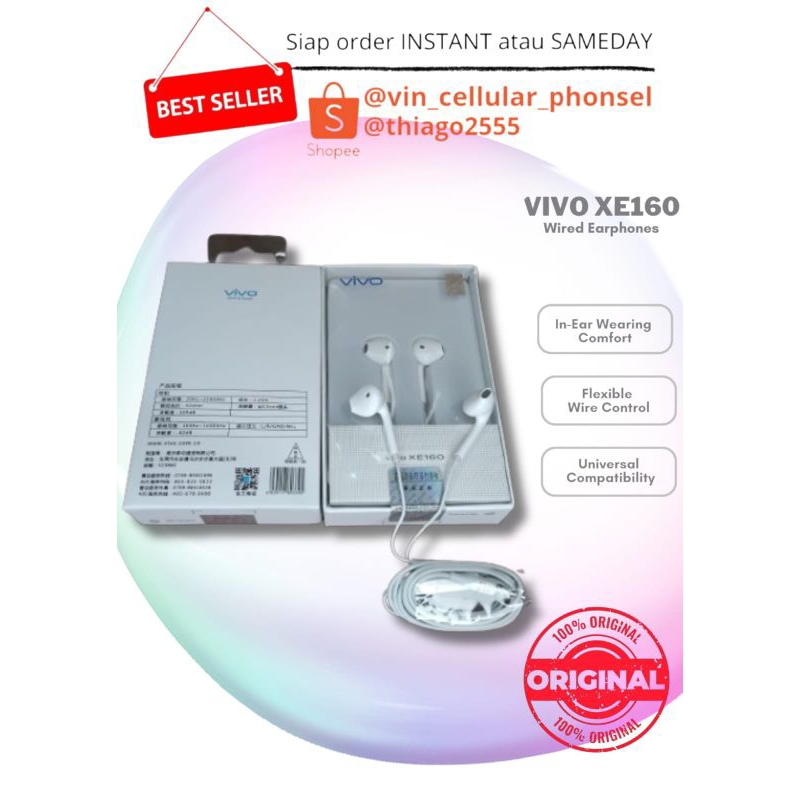 Headset vivo V29 V30 Henset vivo Stereo Hansfree Earphone vivo V23 V23e Hanset Hedset StreoBass Supe