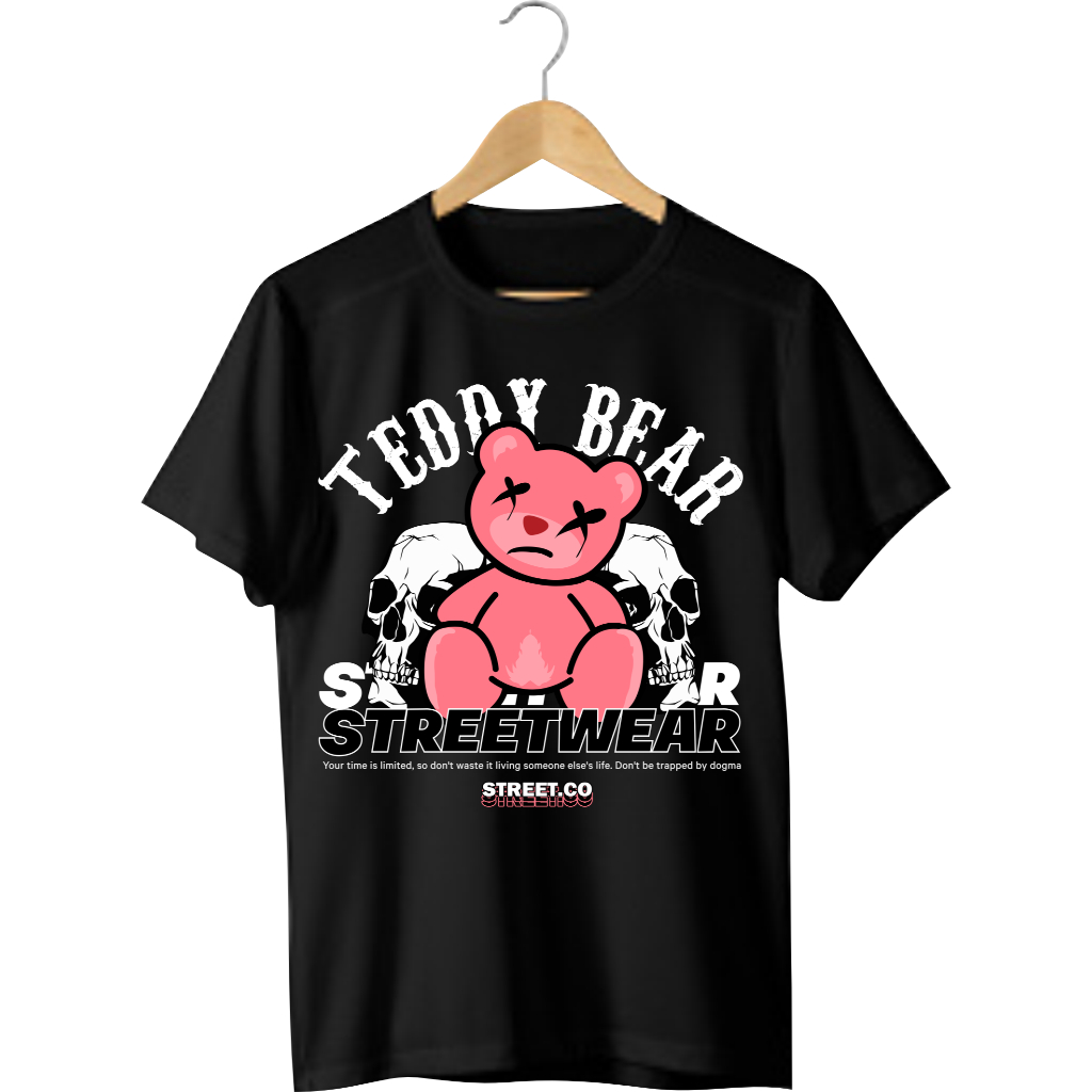 Kaos teddy bear street bahan kaos katun combet 24s