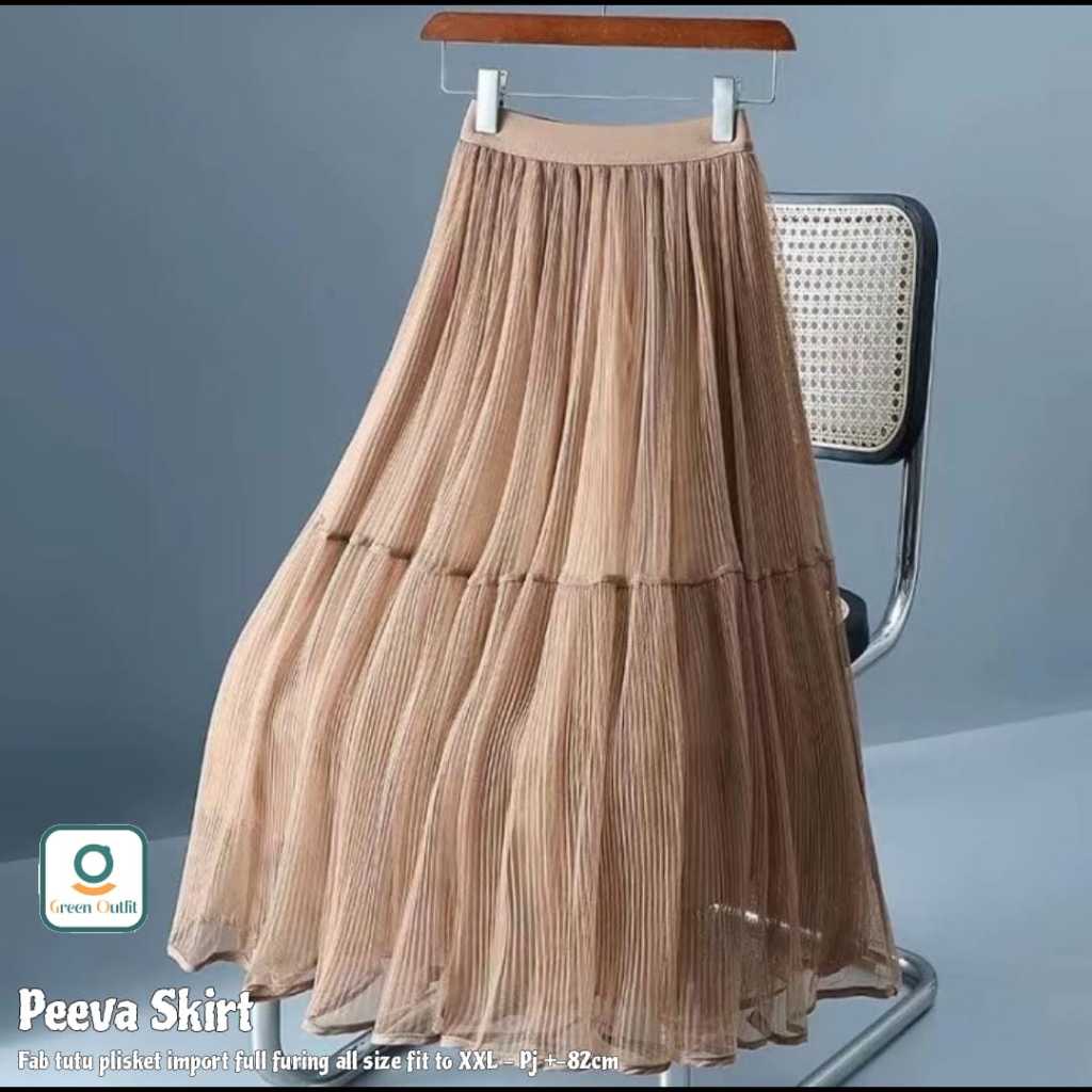 peeva rok rob skirt skrit bawahan wanita cewe remaja dewasa muslim bahan tule tile tutu plisket impo