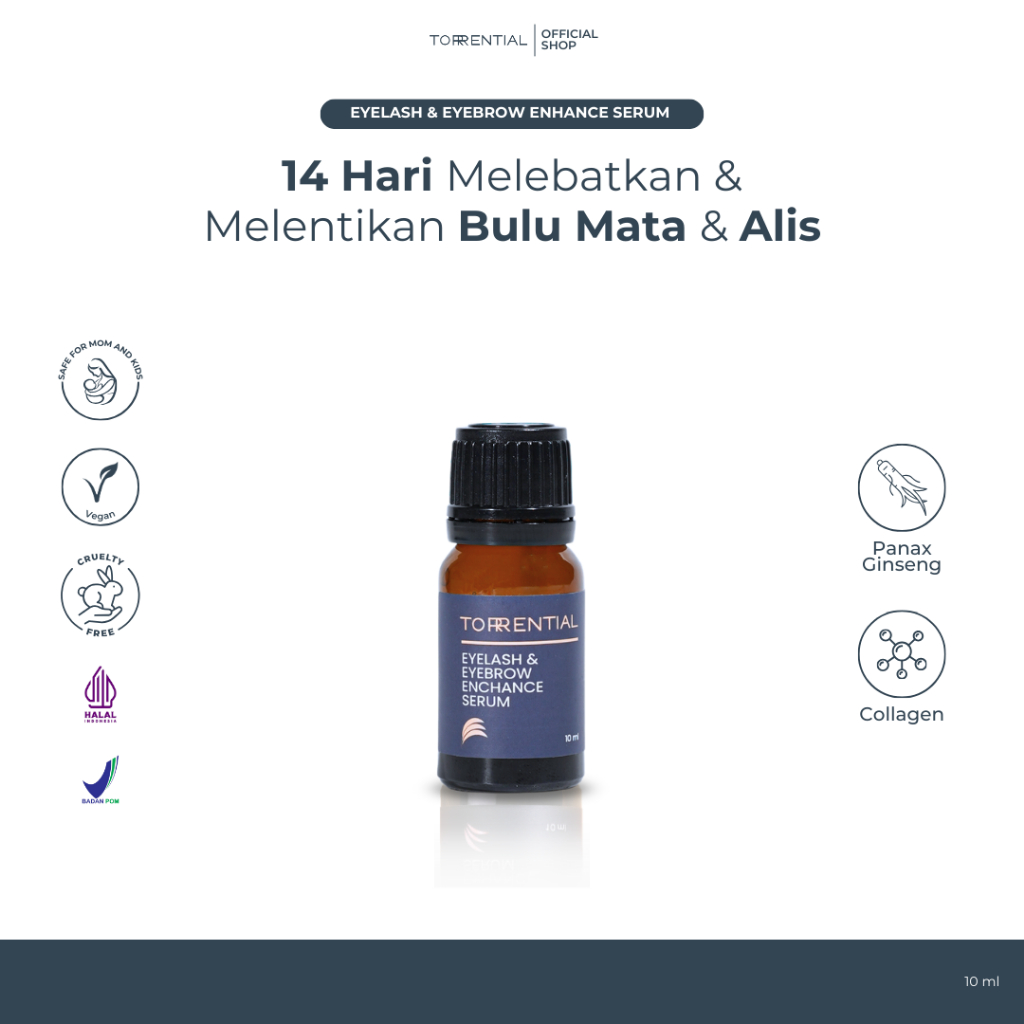 TORRENTIAL Serum Penumbuh Bulu Mata - Eyelash & Eyebrow Enhance Serum (Menumbuhkan, Melentikan Bulu 