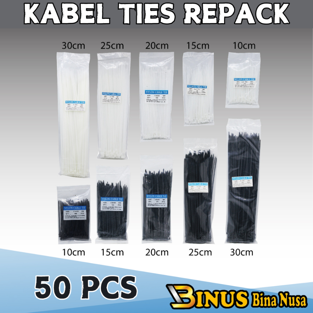 

Nylon Cable Tie 10cm 15cm 20cm 25cm 30cm Kabel Ties Tis 10 15 20 25 30 cm Insulock Hitam atau Putih