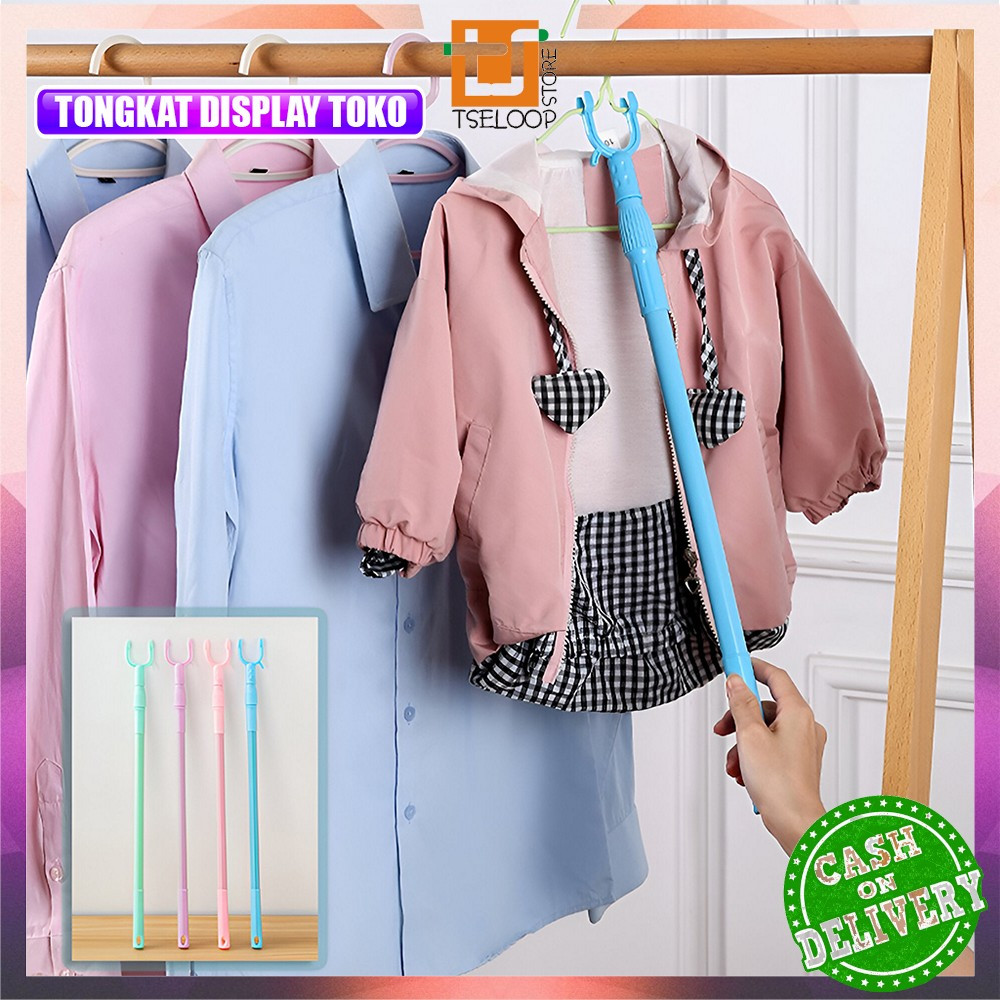 OFM-C1116 Tongkat Jemuran Pengait Pakaian Bisa Setel Panjang Pendek / Galah Hanger Gantungan Baju Di