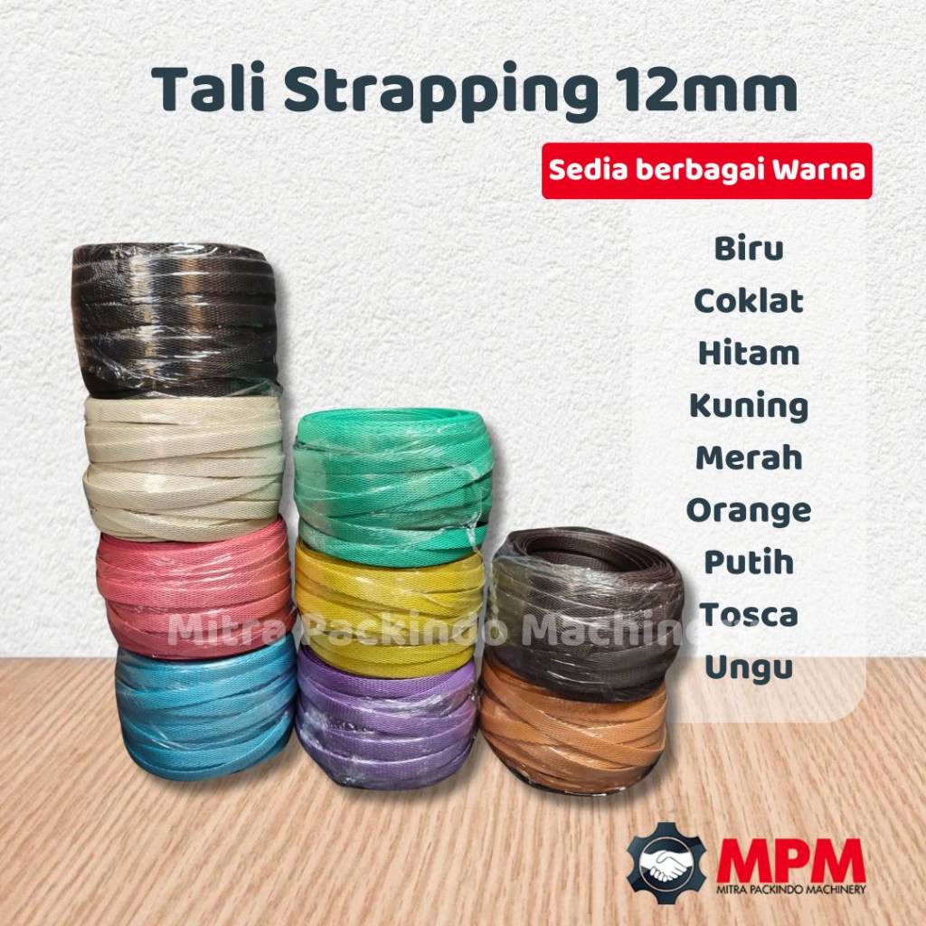 Tali Strapping 12mm / Straping Band Ikat Packing Barang Dus 12 mm Kuning Biru Merah