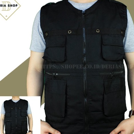 Super Rompi Pria Casual Bahan Drill Polos Anti Angin Dewasa Anak Jaket Motor Outdoor Cowok Vest Sera