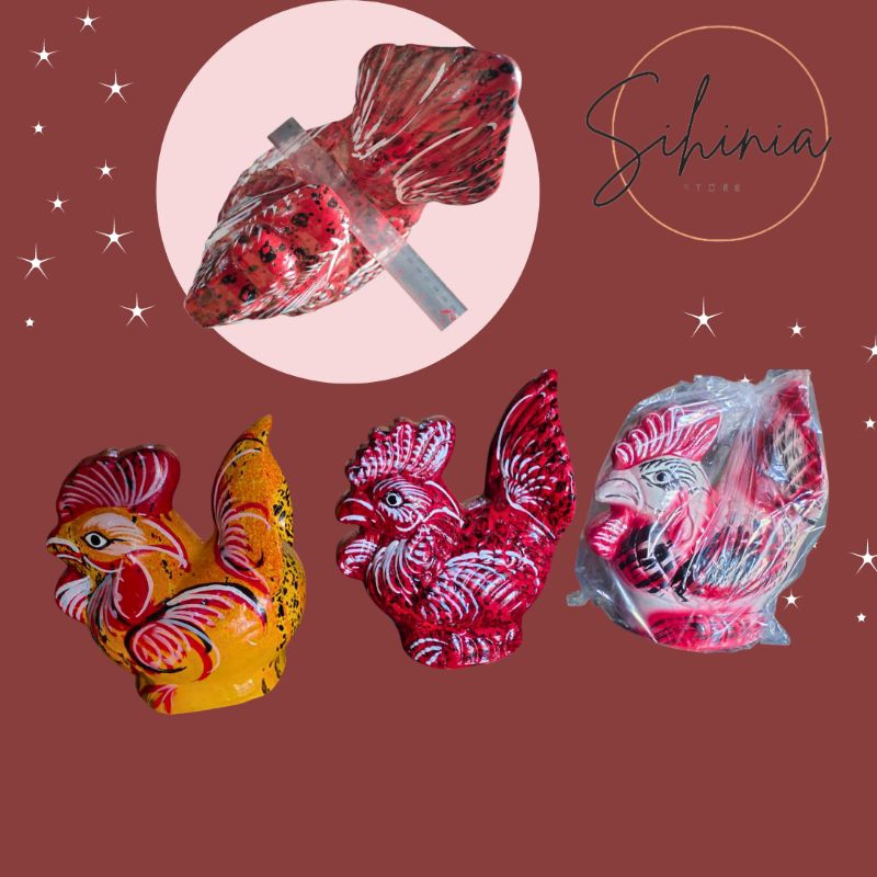 Gerabah Tanah Liat Celengan Ayam Jago, Celengan Klasik, Celengan Aesthetic