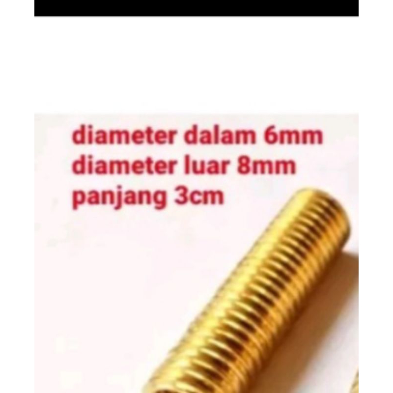 SOK DRAT KUNINGAN 6mm (DRAT LUAR 8mm)