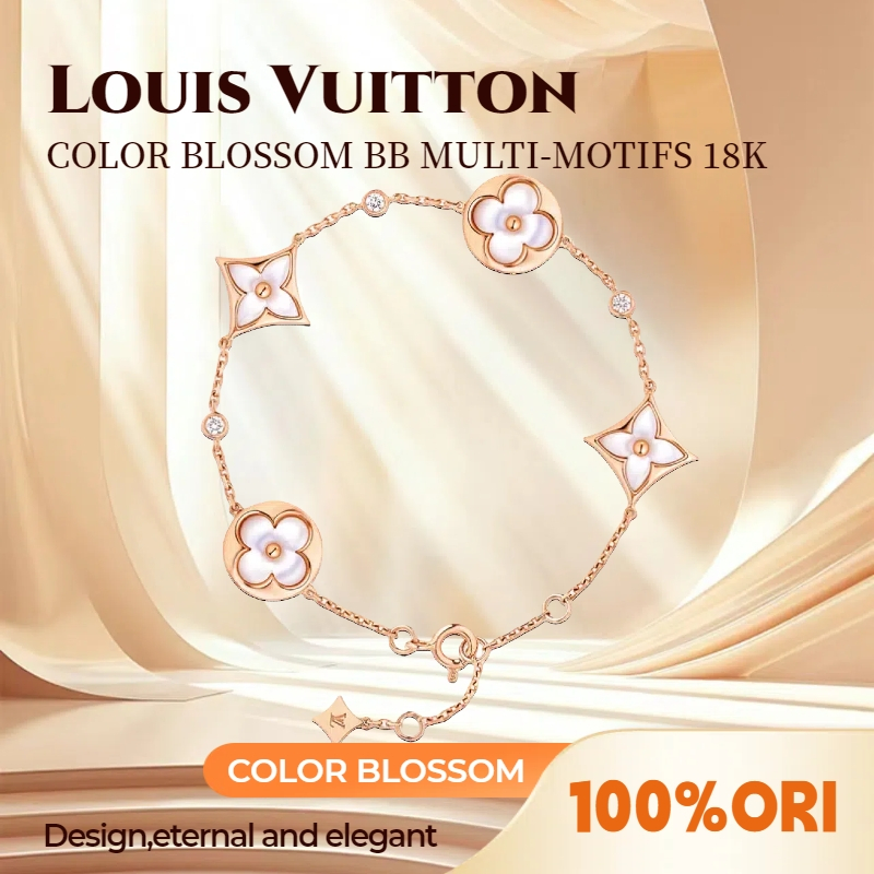 Ay00 18K emas asli/100%ORILV Louis VuittonBlossom Series Gelang wanita/Putih/Rosegold/LV wanita