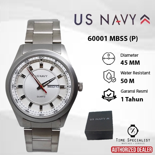 Jam Tangan US NAVY 60001 MDBSS Analog Original Garansi Resmi 1 tahun