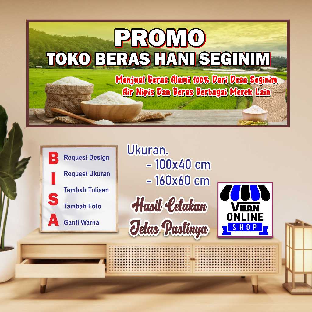 Custom Banner Spanduk MMT Toko Beras Bagus Murah