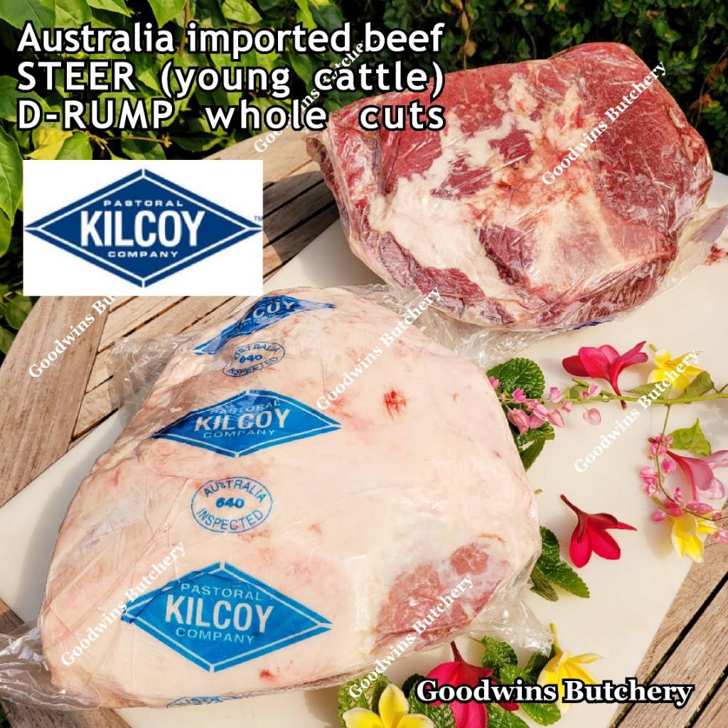 

5.5kg beef D RUMP whole cuts aged-frozen Australia STEER young cattle brand KILCOY / FLINDERS NATURAL