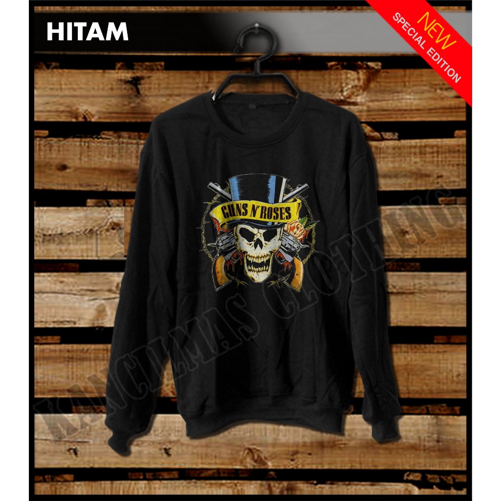 SWEATER GUNS N ROSES SKULL WARNA HITAM