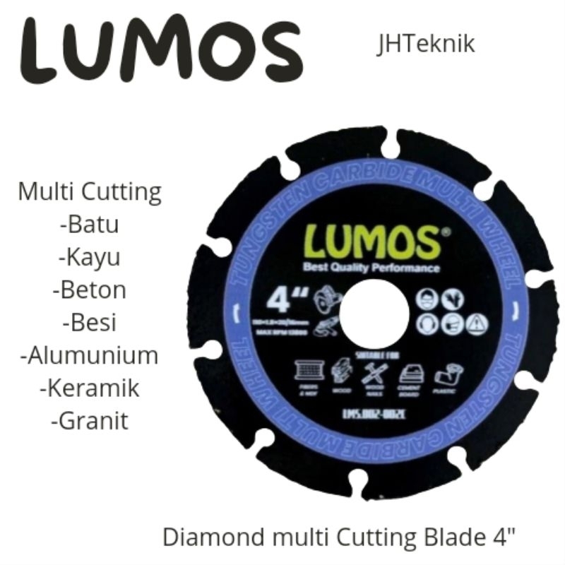JHTeknik Diamond MULTI Cutter 4" LUMOS/Mata Potong Granit Besi PVC Multiguna 4 inch LUMOS/Diamond Wh