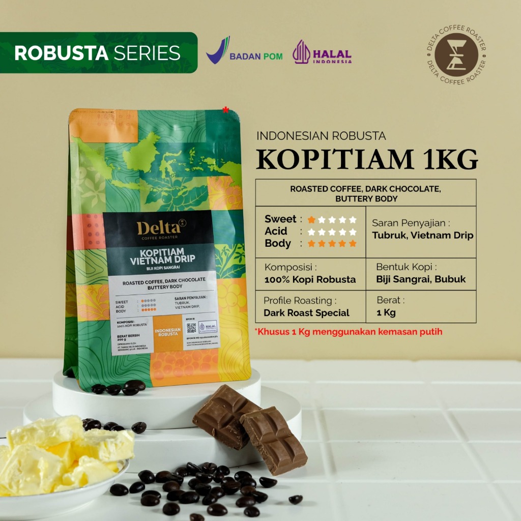

Delta Coffee - Kopitiam Vietnam Drip Robusta Dark Roast 1kg