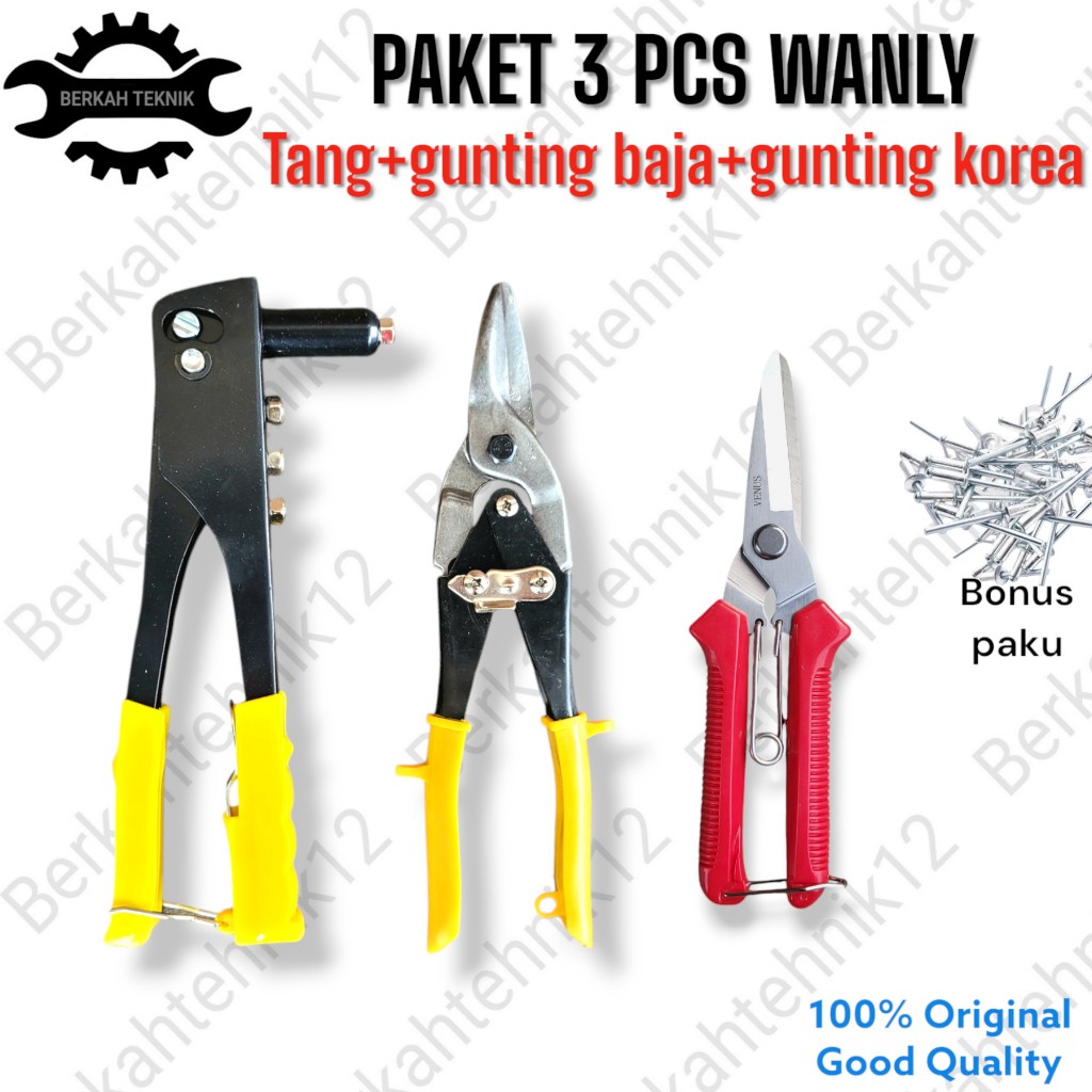 PAKET HEMAT TANG RIFET RIVET 10 INC + GUNTING HOLO BAJA RINGAN 10" + GUNTING KOREA 8" MURAH