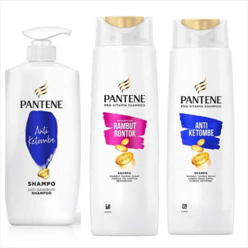 Shampoo Pantene anti ketombe dan rambut rontok.