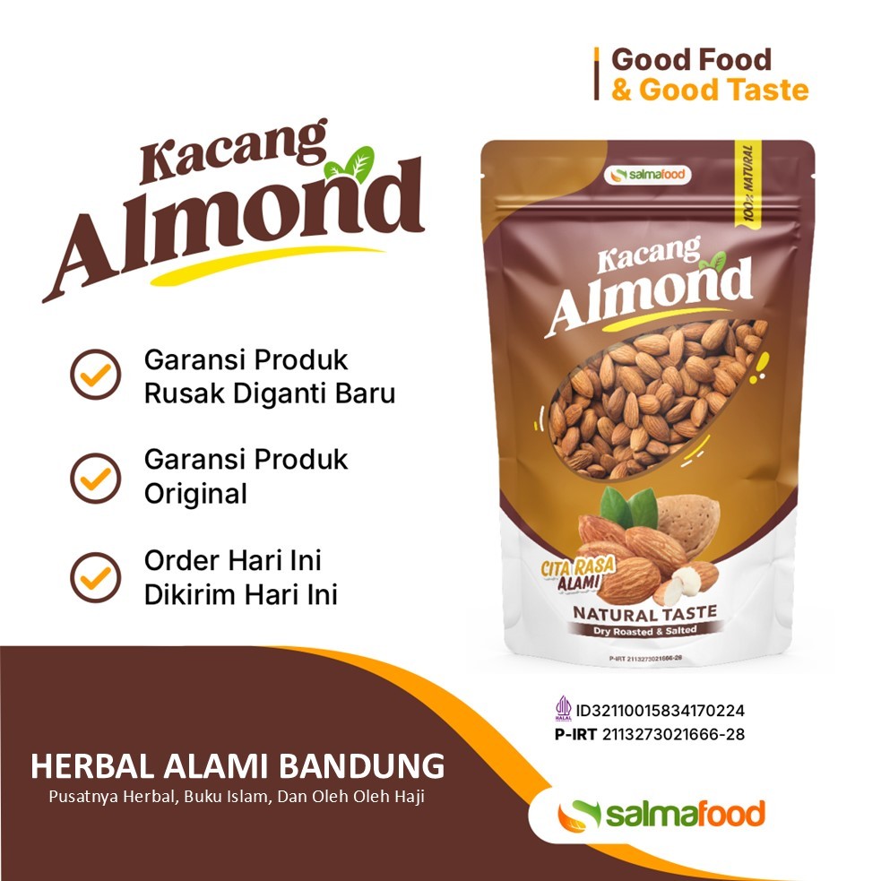 

Kacang Almond Panggang 1kg Siap Makan Cemilan Sehat By Salmafood