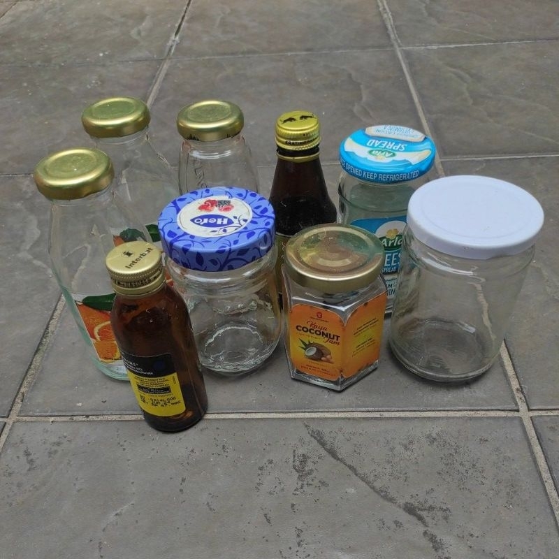 Botol Bekas Selai Botol Kaca Wadah Kosong Kaca Toples Tempat Penyimpanan Obat Makanan Bumbu Dapur Mi