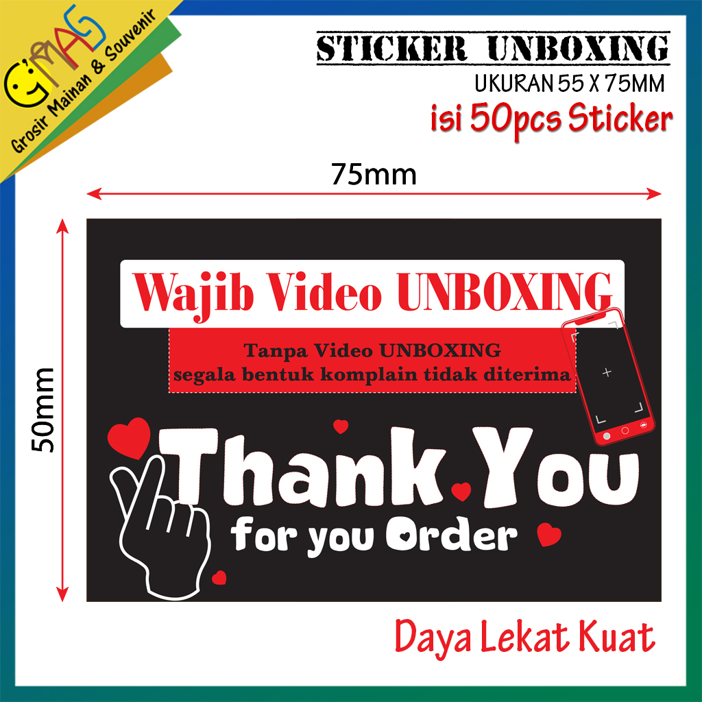 

sticker unboxing stiker pengiriman daya lekat bagus ukuran 5x7,5cm