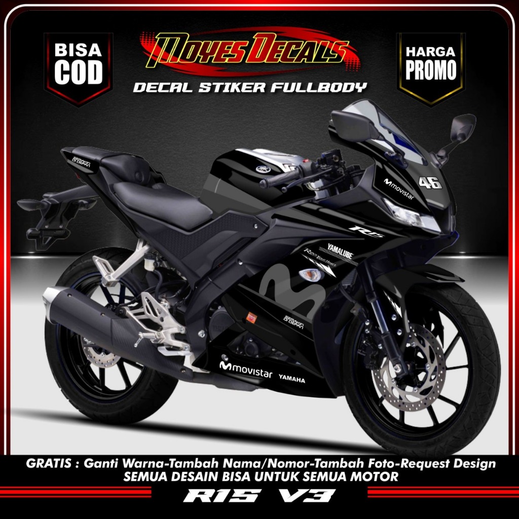 DECAL MOTOR R15 V3 - STIKER MOTOR R15 V3 FULL BODY PREMIUM BERKUALITAS - VARIASI MOTOR R15 V3 DESAIN