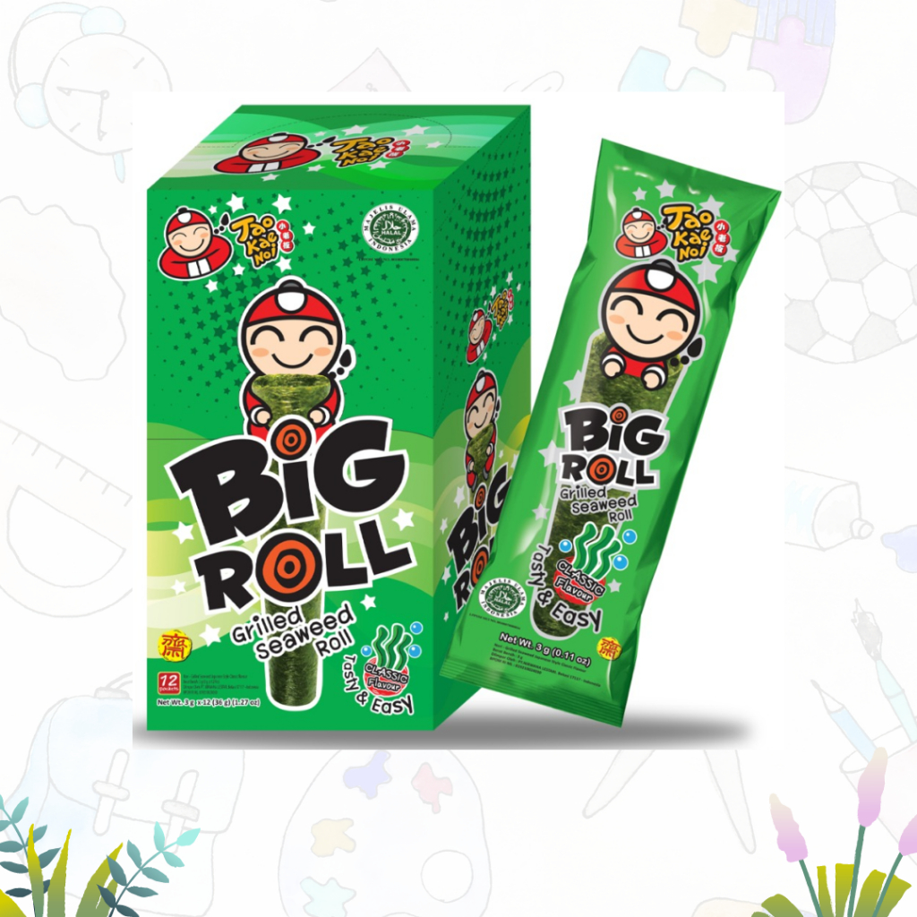 Tao Kae Noi Big Roll Grilled Seaweed Roll 12x3gr (1Box)